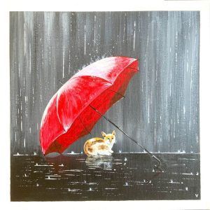 Cuadro "Gato bajo la lluvia"